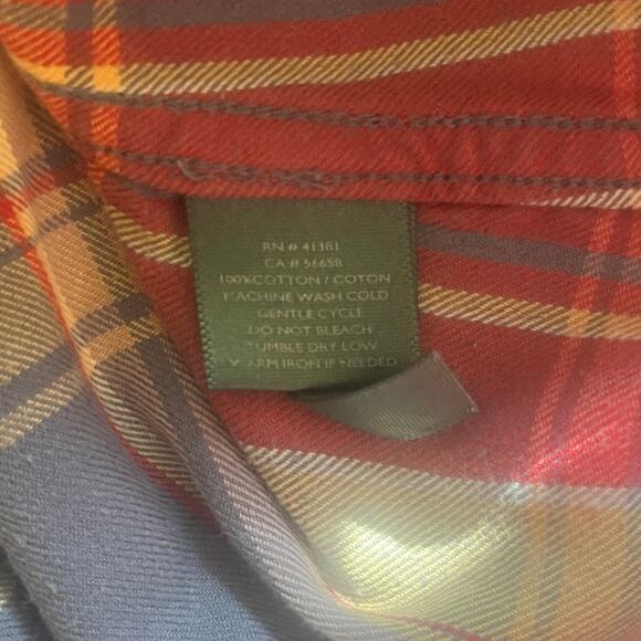 Lauren Ralph Lauren Flannel Plaid Long Sleeve Button Up Shirt Navy Red Size L - Picture 4 of 4